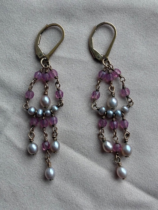 Jewelry - Vintage Y2K 14k Gold-Filled Pearl Chandelier Statement Earrings